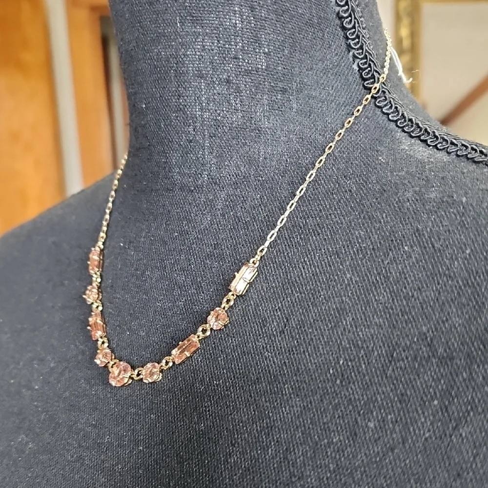 Ralph Lauren Pink and Gold Necklace with Delicate Beads